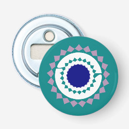 Blauw Mandala Flesopener Magneet Button Flesopener