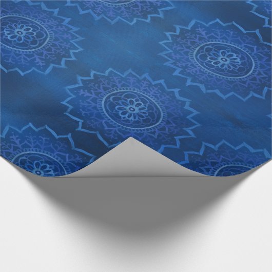 Blauw mandala Glossy Wrapping Papier, 30 in x 6 ft Cadeaupapier (Hoek)