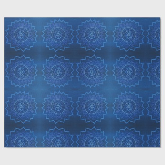 Blauw mandala Glossy Wrapping Papier, 30 in x 6 ft Cadeaupapier (Vlak)