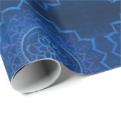 Blauw mandala Glossy Wrapping Papier, 30 in x 6 ft Cadeaupapier (Rol Hoek)
