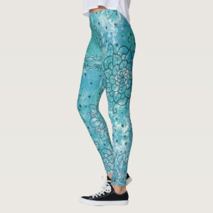 blauw Mandala Grunge Pattern Leggings