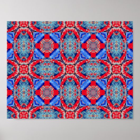 Blauw mandala hart Thunder_Cove Poster (Voorkant)