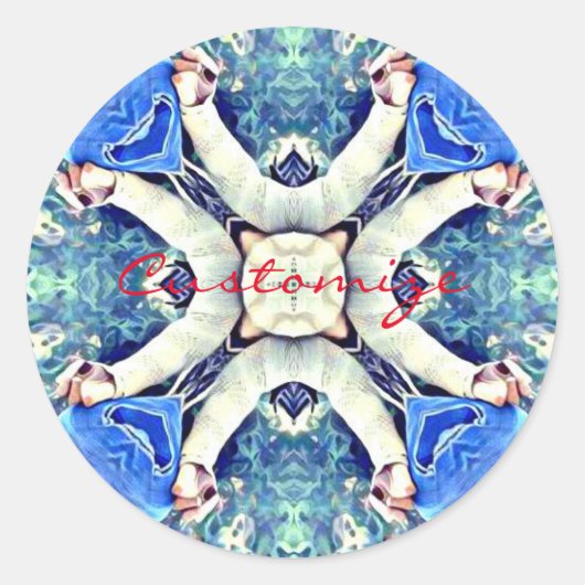 Blauw mandala hart Thunder_Cove Ronde Sticker (Voorkant)