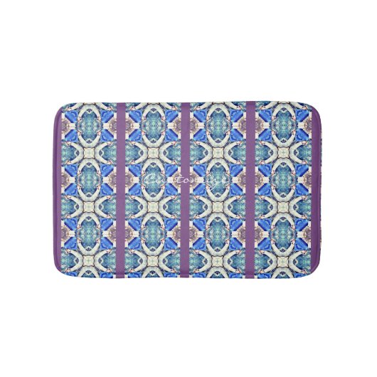 Blauw mandala harten patroon Thunder_Cove Badmat (Voorkant)