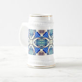 Blauw mandala harten patroon Thunder_Cove Bierpul (Voorkant links)