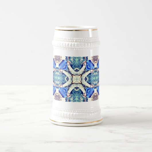Blauw mandala harten patroon Thunder_Cove Bierpul (Center)