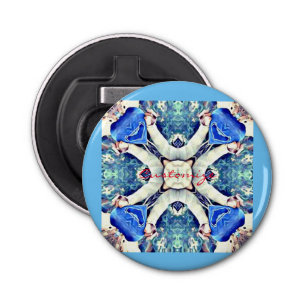 Blauw mandala harten patroon Thunder_Cove Button Flesopener