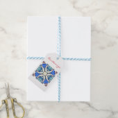 Blauw mandala harten patroon Thunder_Cove Cadeaulabel (Met Touw)