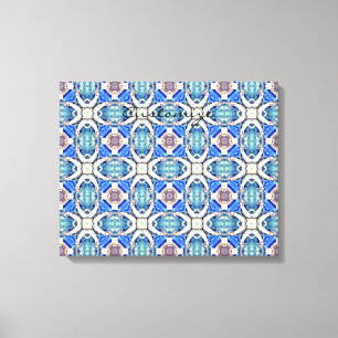 Blauw mandala harten patroon Thunder_Cove Canvas Afdruk