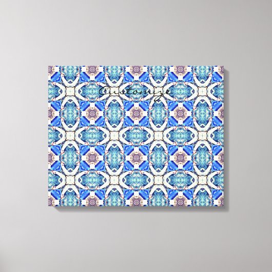 Blauw mandala harten patroon Thunder_Cove Canvas Afdruk (Voorkant)