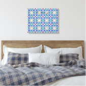 Blauw mandala harten patroon Thunder_Cove Canvas Afdruk (Insitu (Slaapkamer))