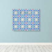 Blauw mandala harten patroon Thunder_Cove Canvas Afdruk (Insitu (Houten vloer))