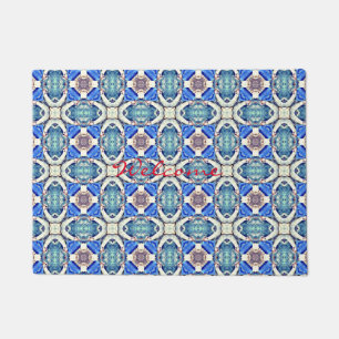 Blauw mandala harten patroon Thunder_Cove Deurmat