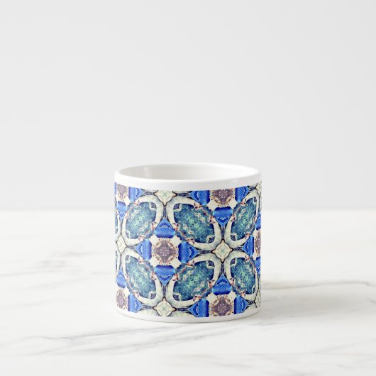 Blauw mandala harten patroon Thunder_Cove Espresso Kop (Voorkant)