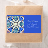 Blauw mandala harten patroon Thunder_Cove Etiket (Insitu)