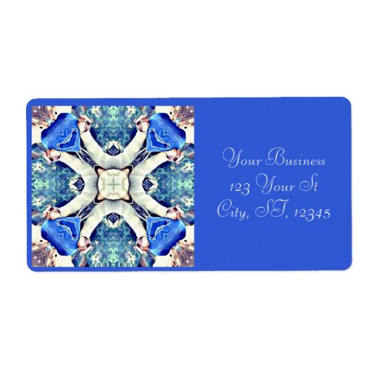 Blauw mandala harten patroon Thunder_Cove Etiket (Voorkant)