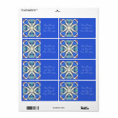 Blauw mandala harten patroon Thunder_Cove Etiket (Full Sheet)