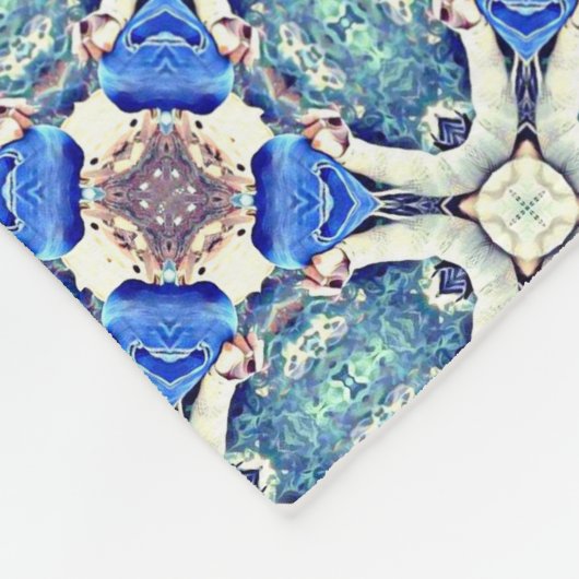 Blauw mandala harten patroon Thunder_Cove Fleece Deken (Hoek)