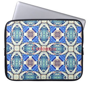 Blauw mandala harten patroon Thunder_Cove Laptop Sleeve