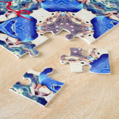 Blauw mandala harten patroon Thunder_Cove Legpuzzel (Zijkant)