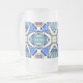 Blauw mandala harten patroon Thunder_Cove Matglas Bierpul (Voorkant links)