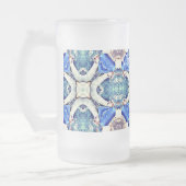 Blauw mandala harten patroon Thunder_Cove Matglas Bierpul (Links)