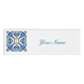 Blauw mandala harten patroon Thunder_Cove Naambadge (Voorkant)