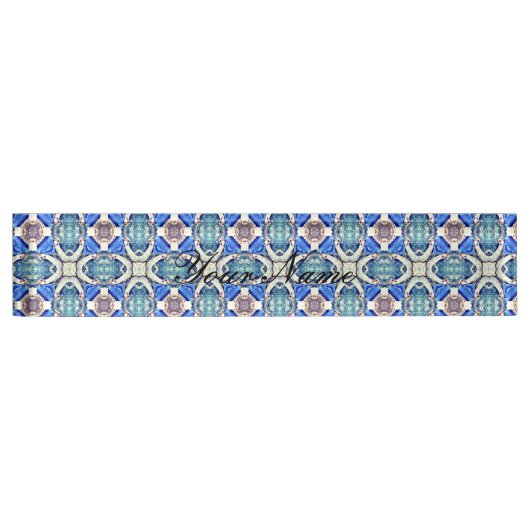 Blauw mandala harten patroon Thunder_Cove Naambordje (Voorkant)