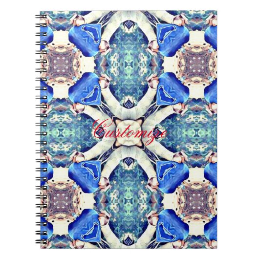 Blauw mandala harten patroon Thunder_Cove Notitieboek (Voorkant)