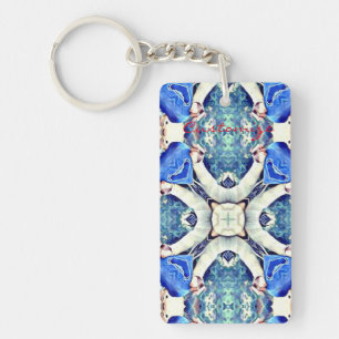 Blauw mandala harten patroon Thunder_Cove Sleutelhanger