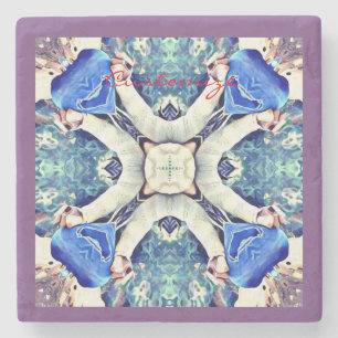 Blauw mandala harten patroon Thunder_Cove Stenen Onderzetter