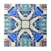 Blauw mandala harten patroon Thunder_Cove Tegeltje (Voorkant)