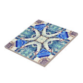 Blauw mandala harten patroon Thunder_Cove Tegeltje (Zijkant)