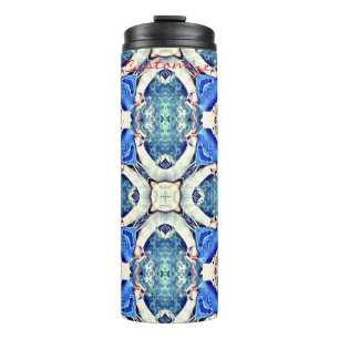 Blauw mandala harten patroon Thunder_Cove Thermosbeker