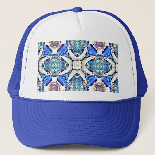 Blauw mandala harten patroon Thunder_Cove Trucker Pet (Voorkant)
