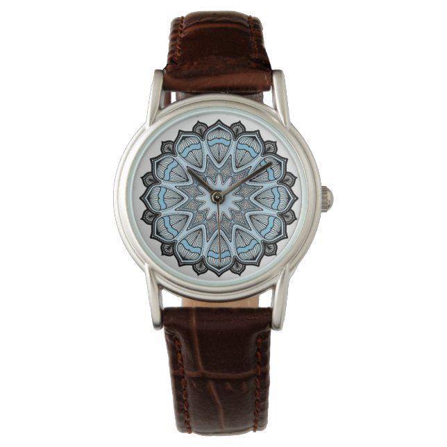  blauw Mandala Horloge (Voorkant)