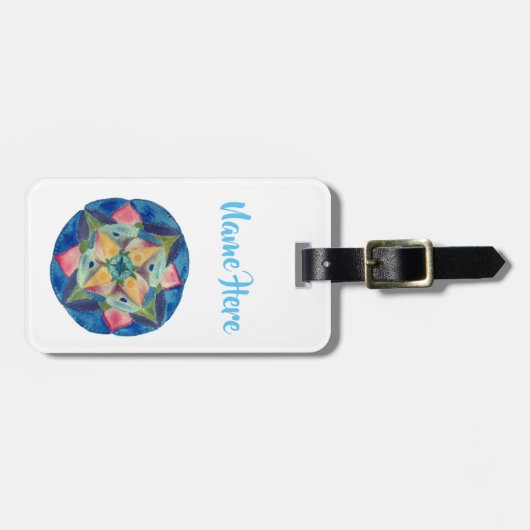 Blauw mandala kunst aangepaste Luggae labels (Voorkant horizontaal)