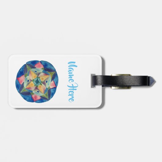 Blauw mandala kunst aangepaste Luggae labels (Achterkant horizontaal)