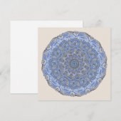 Blauw Mandala met de woorden van het het leven van Feestdagenkaart (Voorkant / Achterkant)