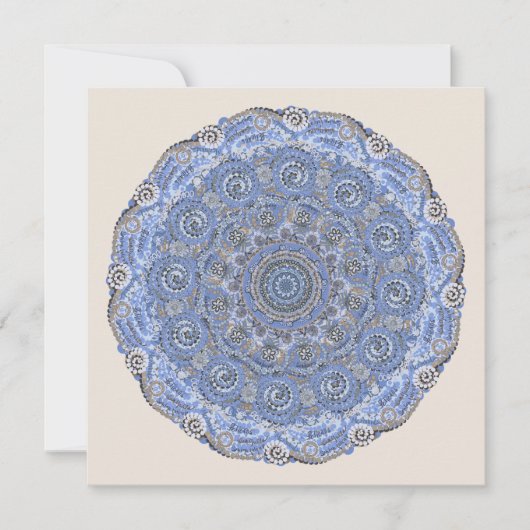 Blauw Mandala met de woorden van het het leven van Feestdagenkaart (Voorkant)