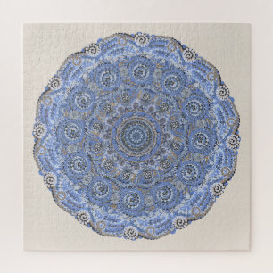 Blauw Mandala met de woorden van het het leven van Legpuzzel