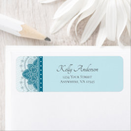 Blauw Mandala-ontwerp | Aangepast retouradres Etiket