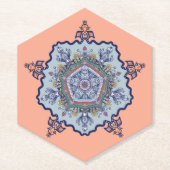 Blauw Mandala-ontwerp Kartonnen Onderzetters (Voorkant)