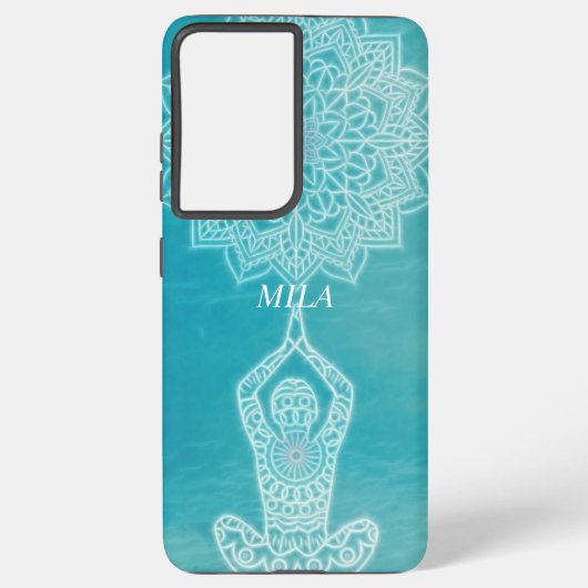 Blauw mandala ontwerp samsung galaxy hoesje (Achterkant)