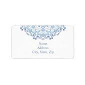 Blauw Mandala op wit adreslabel Etiket (Voorkant)