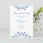 Blauw Mandala op Witte Uitnodiging (Staand voorkant)