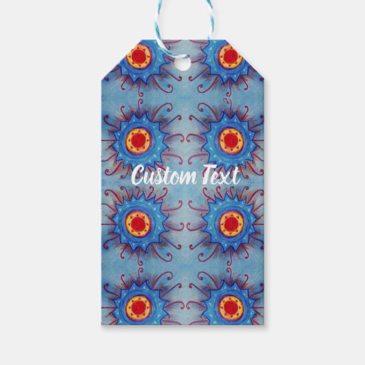 Blauw Mandala Patroon Cadeaubijsluiter Cadeaulabel (Voorkant)