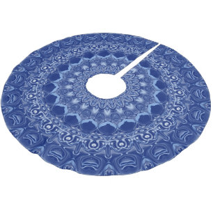 Blauw Mandala Patroon met Sterrenexplosie Symmetri Kerstboom Rok
