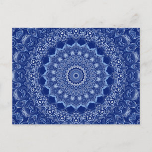 Blauw Mandala Patroon met Sterrenstelsel Symmetrie Briefkaart