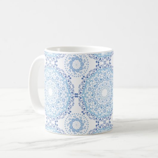 Blauw Mandala Patroon Mok (Voorkant links)